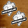 Michelin Man Bidendum Classic Car Sticker in Black and White.