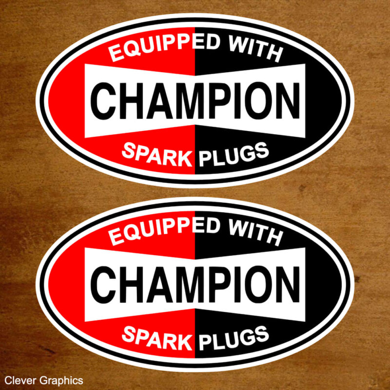 Champion Spark Plugs Oval Stickers, Various Sizes.