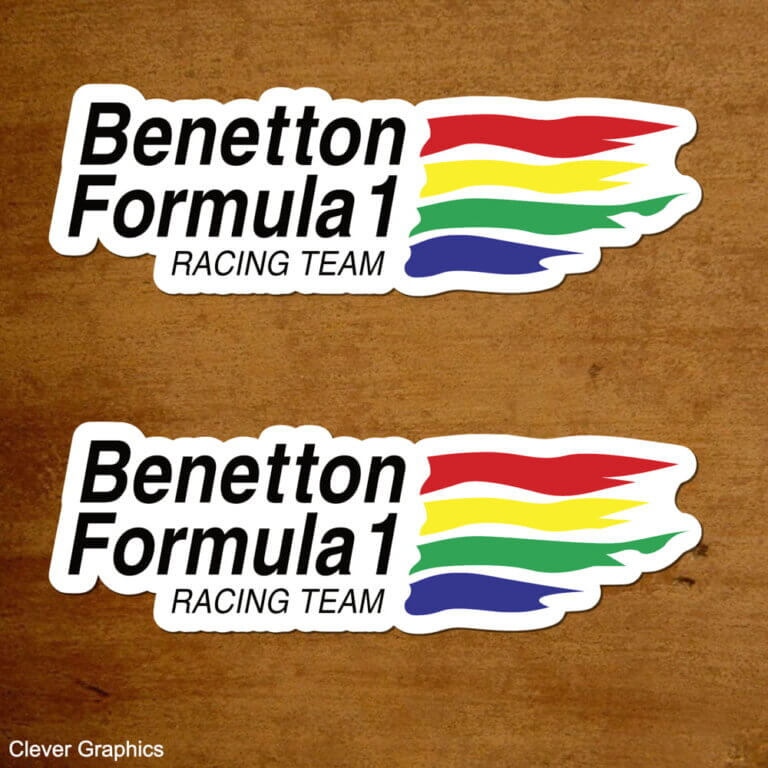 Benetton F1 Racing Team Stickers, sold in pairs.
