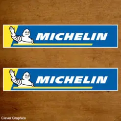 Michelin Race Classic Car Sticker in Blue, Yellow and White.