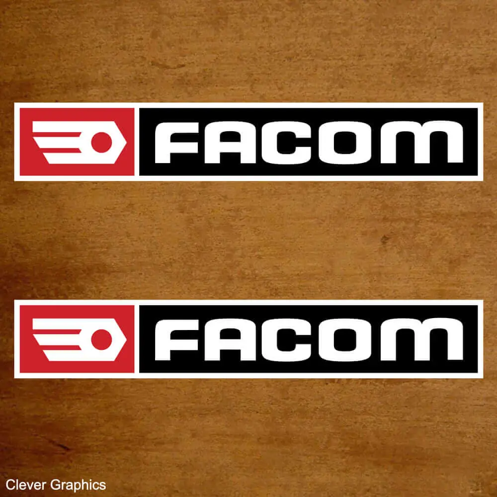Facom Tools Stickers x 2, Facom Sticker Custom Size