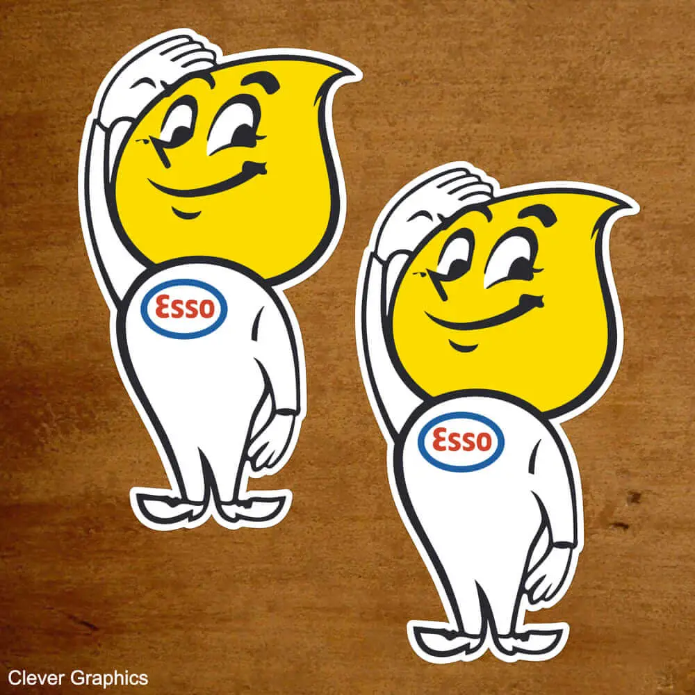 Esso Oil Drop Man Sticker, Esso Happy Man